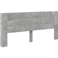 Berkfield Home Headboard Cabinet with LED Concrete Grey 220x16.5x103.5 cm