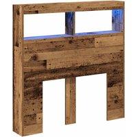 Berkfield Home Headboard Cabinet with LED Old Wood 100x17x102 cm in Brown | Size: 100 x 17 x 102 cm