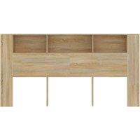 Berkfield Home Headboard Cabinet Sonoma Oak 200x18.5x104.5 cm in Light Brown