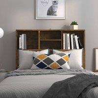 Berkfield Home Headboard Cabinet Smoked Oak 100x19x103.5 cm in Brown