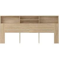 Berkfield Home Headboard Cabinet Sonoma Oak 220x19x103.5 cm in Light Tan