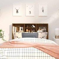 Berkfield Home Headboard Cabinet Smoked Oak 120x19x103.5 cm in Brown