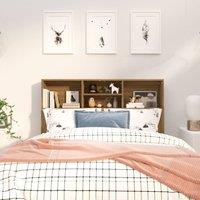 Berkfield Home Headboard Cabinet Brown Oak 120x19x103.5 cm