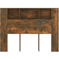 Berkfield Home Headboard Cabinet Smoked Oak 140x18.5x104.5 cm in Brown