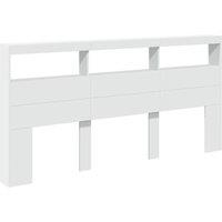 Berkfield Home Headboard Cabinet with LED White 200x17x102 cm | Size: 200 x 17 x 102 cm