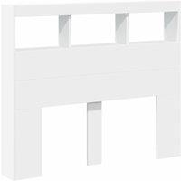 Berkfield Home Headboard Cabinet with LED White 120x17x102 cm | Size: 120 x 17 x 102 cm