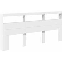 Berkfield Home Headboard Cabinet with LED White 220x17x102 cm | Size: 220 x 17 x 102 cm