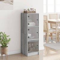 Berkfield Home Highboard with Glass Doors Grey Sonoma 35x37x109 cm | Size: 35 x 37 x 109 cm