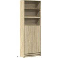 Berkfield Home Highboard with LED Sonoma Oak 69x32.5x200 cm Engineered Wood in Light Tan