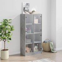 Berkfield Home Highboard with Doors Concrete Grey 68x37x142 cm Engineered Wood | Size: 68 x 37 x 142 cm