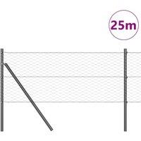 Berkfield Home Hexagon Fence Grey 0.6x25 m Steel