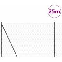 Berkfield Home Hexagon Fence Grey 1.6x25 m Steel