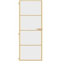 Berkfield Home Interior Door Slim Golden 76x201.5 cm Tempered Glass & Aluminium in Gold