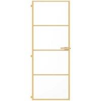 Berkfield Home Interior Door Slim Golden 76x201.5 cm Tempered Glass & Aluminium in Gold
