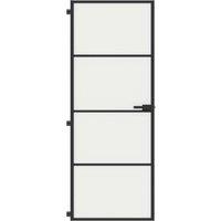 Berkfield Home Interior Door Slim Black 76x201.5 cm Tempered Glass & Aluminium
