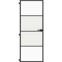 Berkfield Home Interior Door Slim Black 76x201.5 cm Tempered Glass & Aluminium