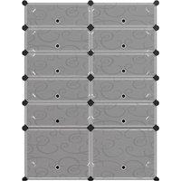 Berkfield Home Shoe Rack Black 94x37x125 cm PP in Grey | Size: 94 x 37 x 125 cm