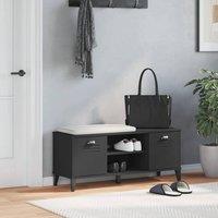 Berkfield Home Shoe Bench VIKEN Black 106x35x45 cm Solid Wood Pine | Size: 106 x 35 x 45 cm