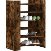 Berkfield Home Shoe Cabinet Smoked Oak 74.5x37.5x100 cm Engineered Wood in Brown