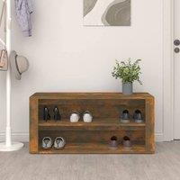 Berkfield Home Shoe Rack Smoked Oak 100x35x45 cm Engineered Wood in Brown | Size: 100 x 35 x 45 cm