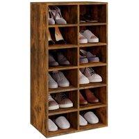 Berkfield Home Shoe Rack Smoked Oak 54x34x100.5 cm Engineered Wood in Brown