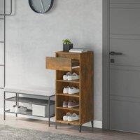 Berkfield Home Shoe Rack Smoked Oak 40x36x105 cm Engineered Wood in Brown | Size: 40 x 36 x 105 cm