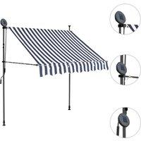 Berkfield Home Manual Retractable Awning with LED 150 cm Blue & White
