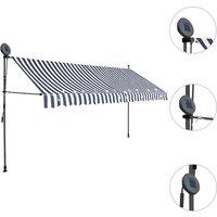Berkfield Home Manual Retractable Awning with LED 400 cm Blue & White