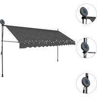 Berkfield Home Manual Retractable Awning with LED 400 cm Anthracite in Dark Grey