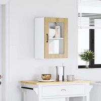 Berkfield Home Kitchen Wall Cabinet with Glass Door Porto Sonoma Oak in Light Oak