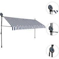 Berkfield Home Manual Retractable Awning with LED 350 cm Blue & White