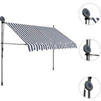 Berkfield Home Manual Retractable Awning with LED 250 cm Blue & White