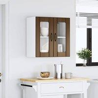 Berkfield Home Kitchen Wall Cabinet with Glass Door Lucca Brown Oak Engineered Wood