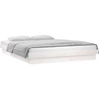 Berkfield Home LED Bed Frame without Mattress White Double Solid Wood