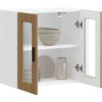 Berkfield Home Kitchen Wall Cabinet with Glass Door Porto Artisan Oak in Brown