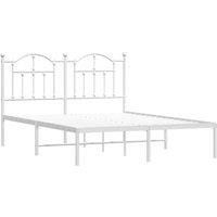 Berkfield Home Metal Bed Frame with Headboard White 140x200 cm