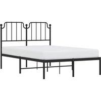 Berkfield Home Metal Bed Frame with Headboard Black 120x200 cm | Size: Small Double