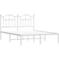 Berkfield Home Metal Bed Frame with Headboard White 140x190 cm