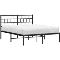 Berkfield Home Metal Bed Frame with Headboard Black 120x200 cm | Size: Small Double