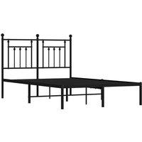 Berkfield Home Metal Bed Frame with Headboard Black 135x190 cm Double