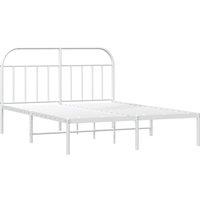 Berkfield Home Metal Bed Frame with Headboard White 140x190 cm