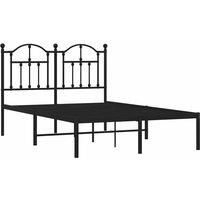 Berkfield Home Metal Bed Frame with Headboard Black 120x200 cm | Size: Small Double