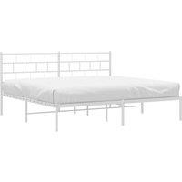Berkfield Home Metal Bed Frame with Headboard White 193x203 cm