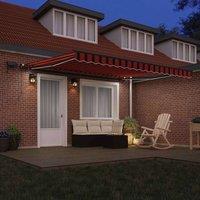 Berkfield Home Manual Retractable Awning with LED in Orange & Brown 400x350 cm