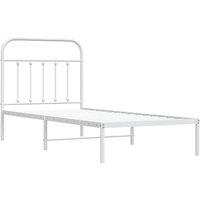Berkfield Home Metal Bed Frame with Headboard White 90x190 cm Single