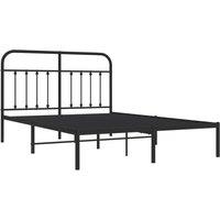 Berkfield Home Metal Bed Frame with Headboard Black 140x190 cm