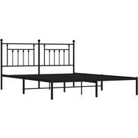 Berkfield Home Metal Bed Frame with Headboard Black 160x200 cm