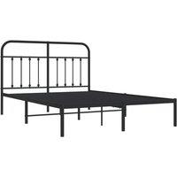 Berkfield Home Metal Bed Frame with Headboard Black 140x200 cm