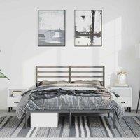 Berkfield Home Metal Bed Frame with Headboard Black 150x200 cm King Size