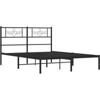 Berkfield Home Metal Bed Frame with Headboard Black 160x200 cm